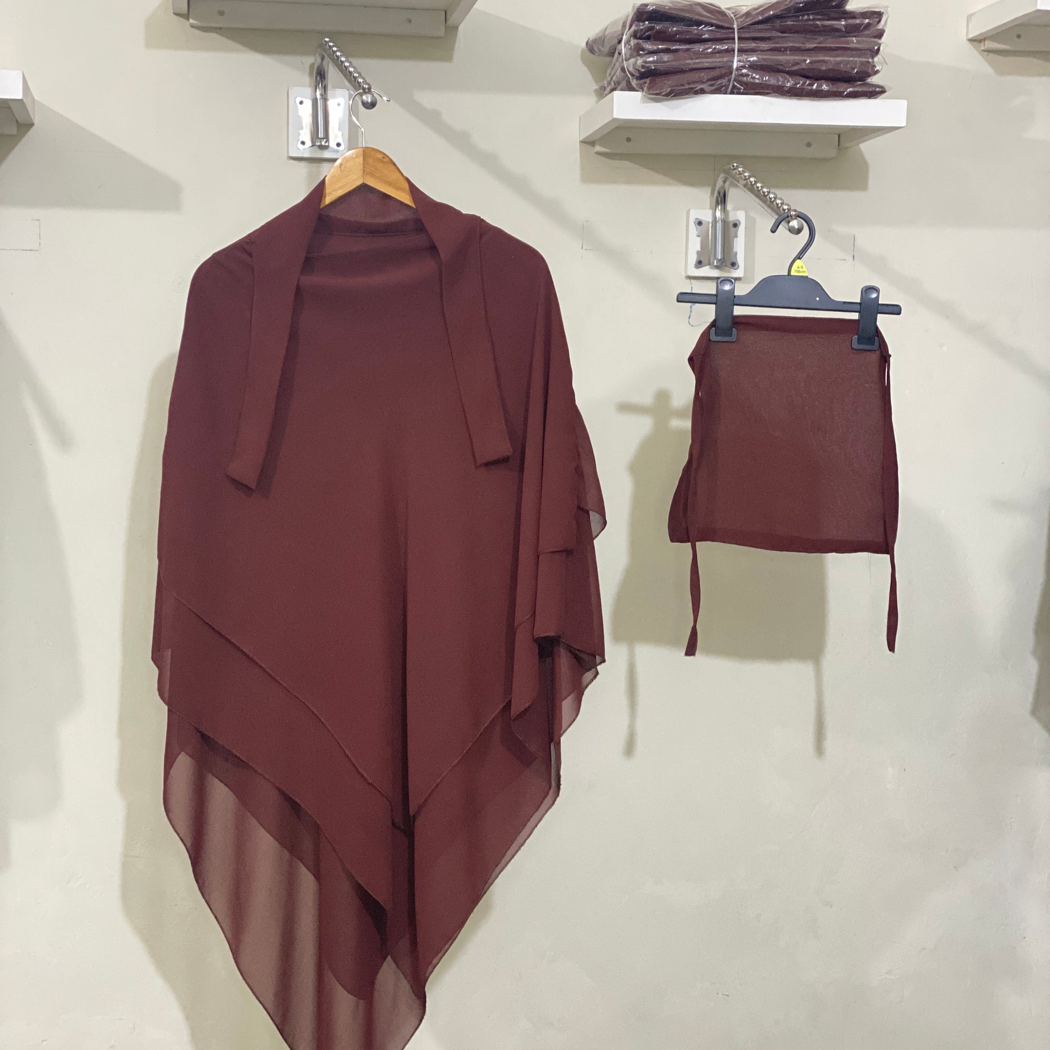 Three-Layered Khimar - Chocolate Brown