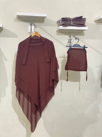 Three-Layered Khimar - Chocolate Brown