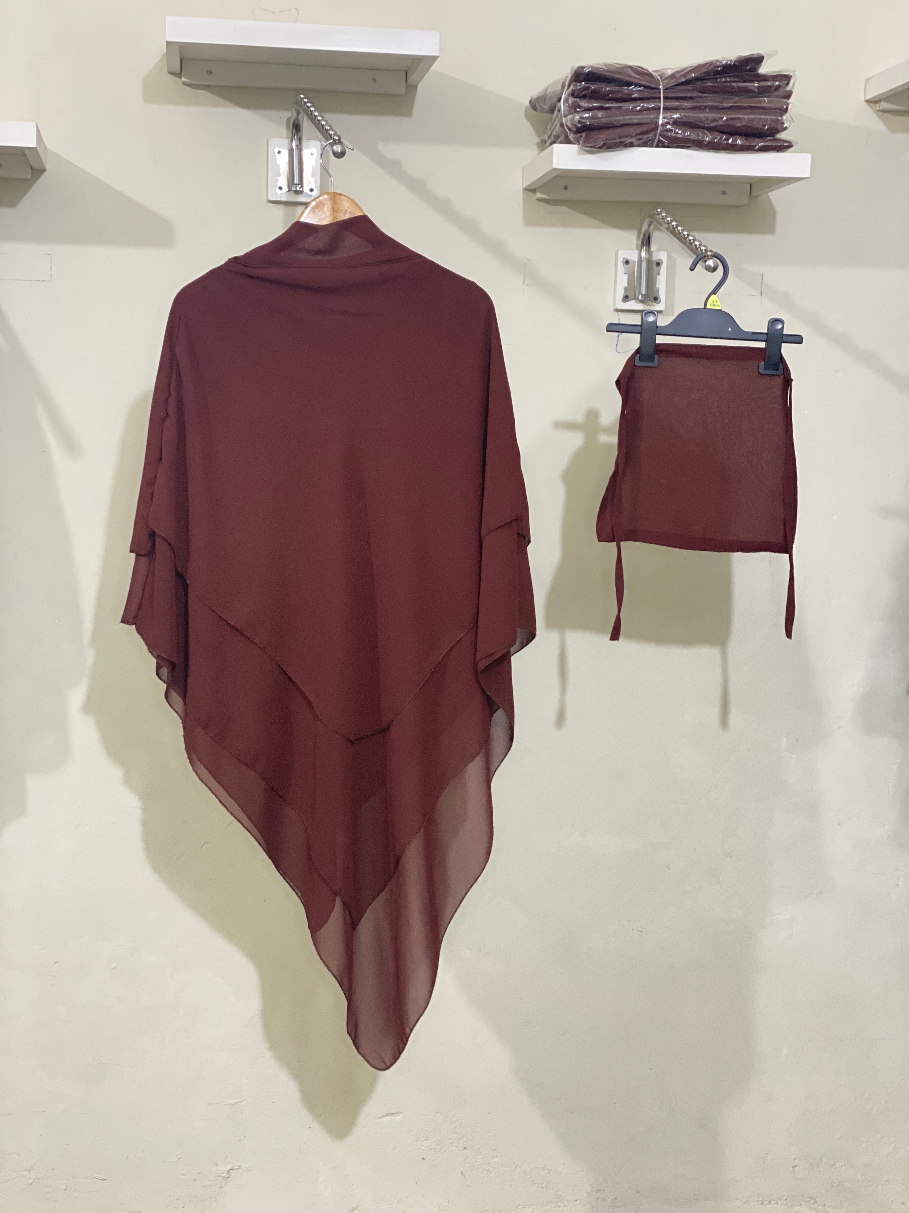 Three-Layered Khimar - Chocolate Brown