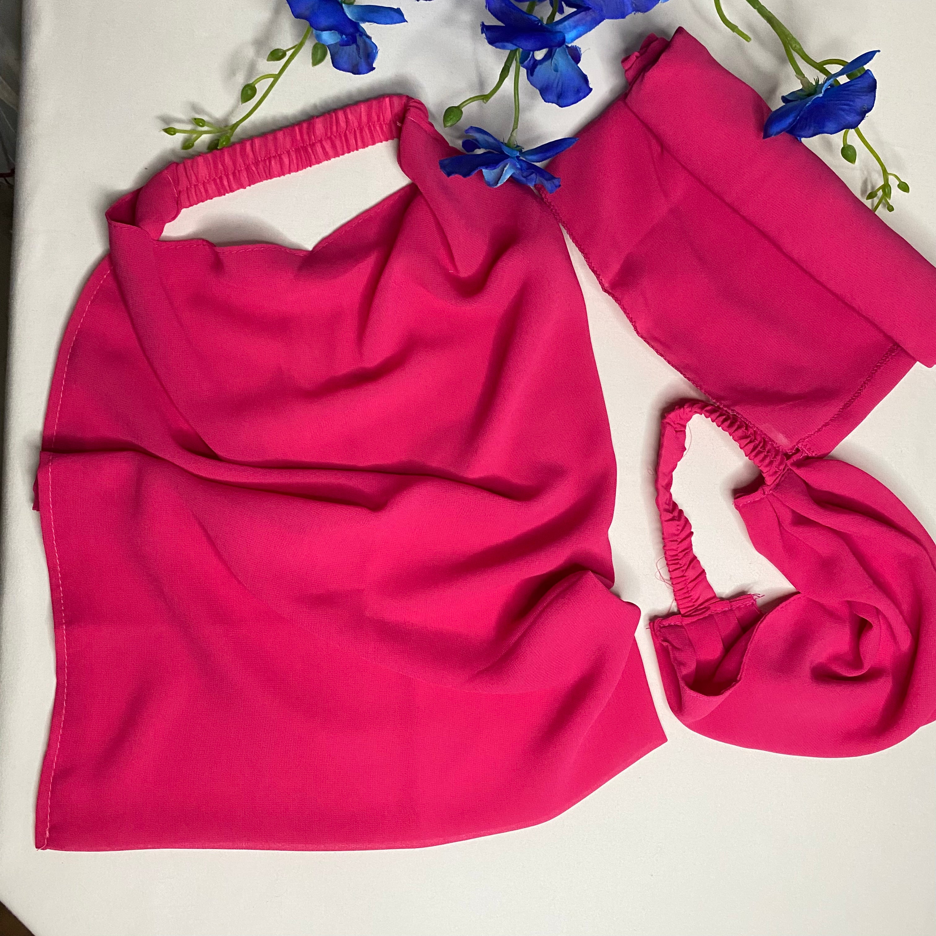 3 Piece Georgette Set  - Fuchsia