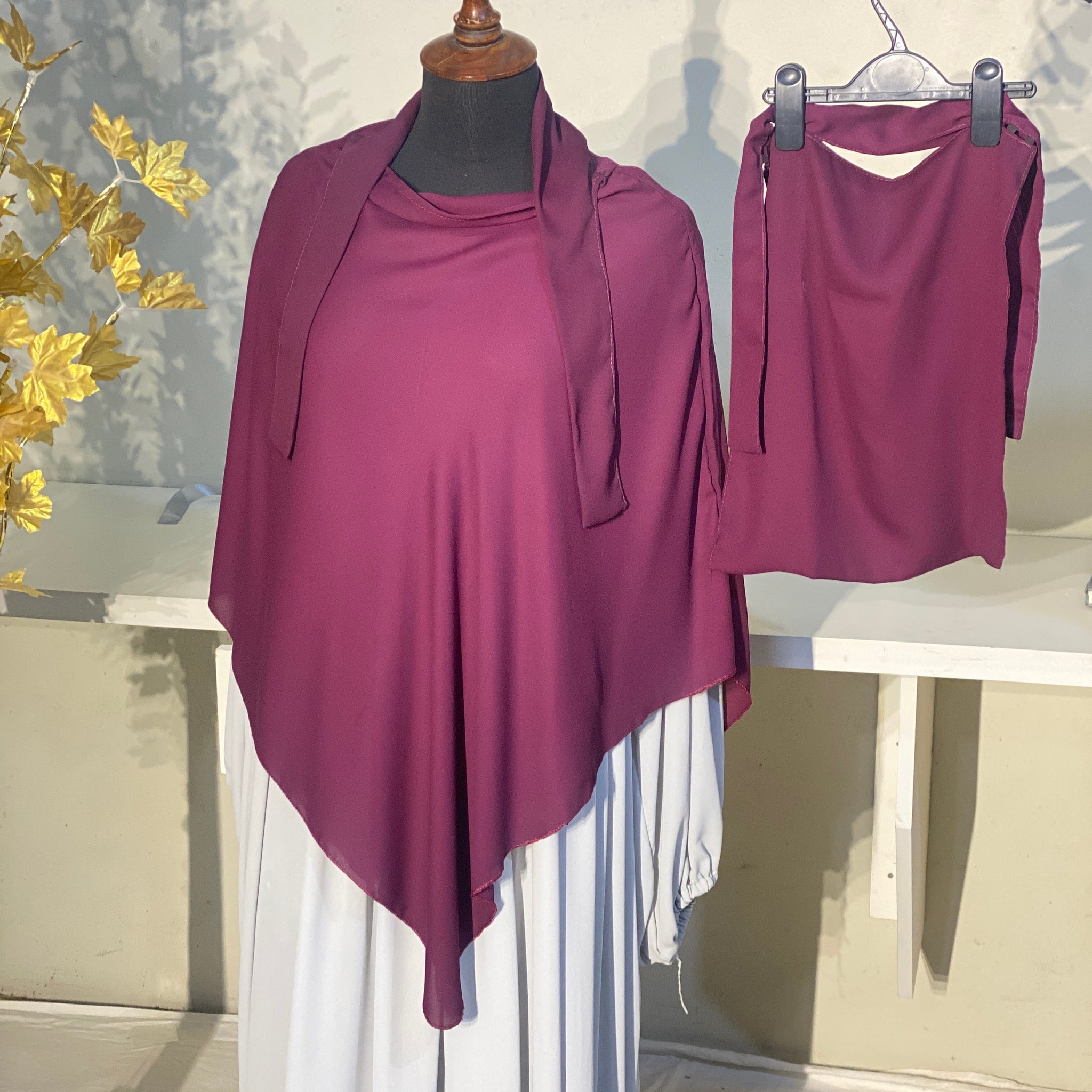 Single Layered Khimar - Burgundy