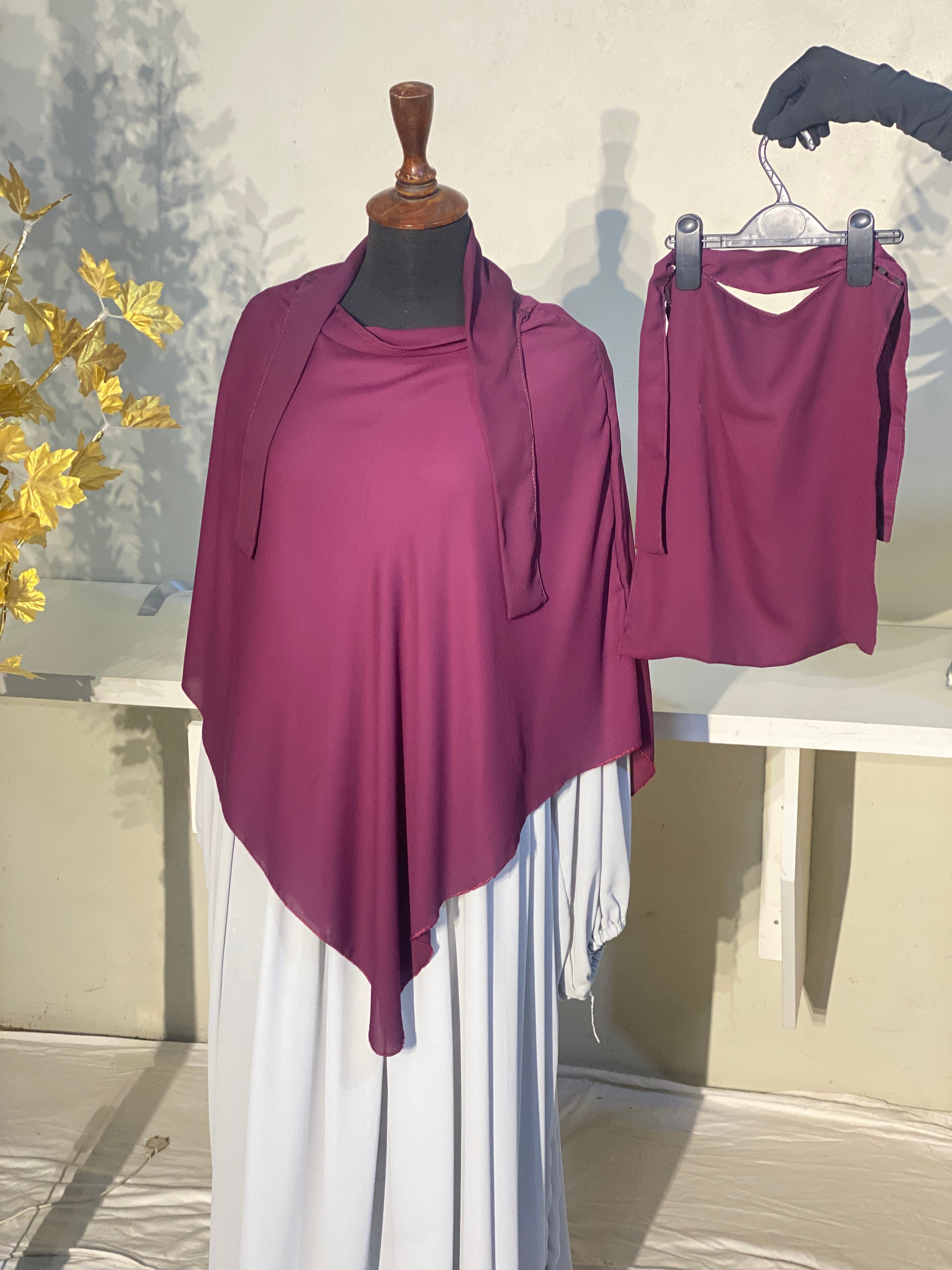 Single Layered Khimar - Burgundy