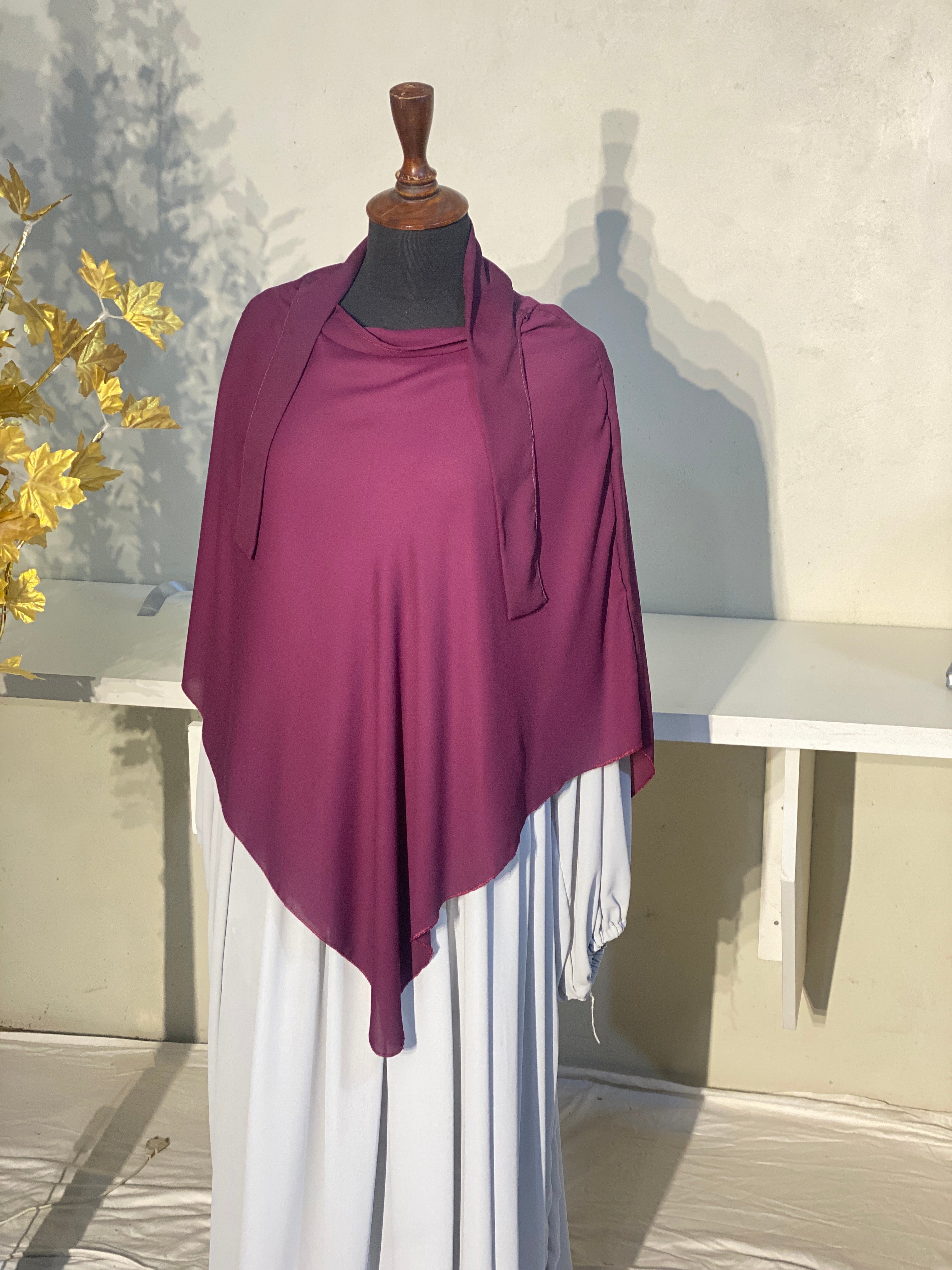 Single Layered Khimar - Burgundy