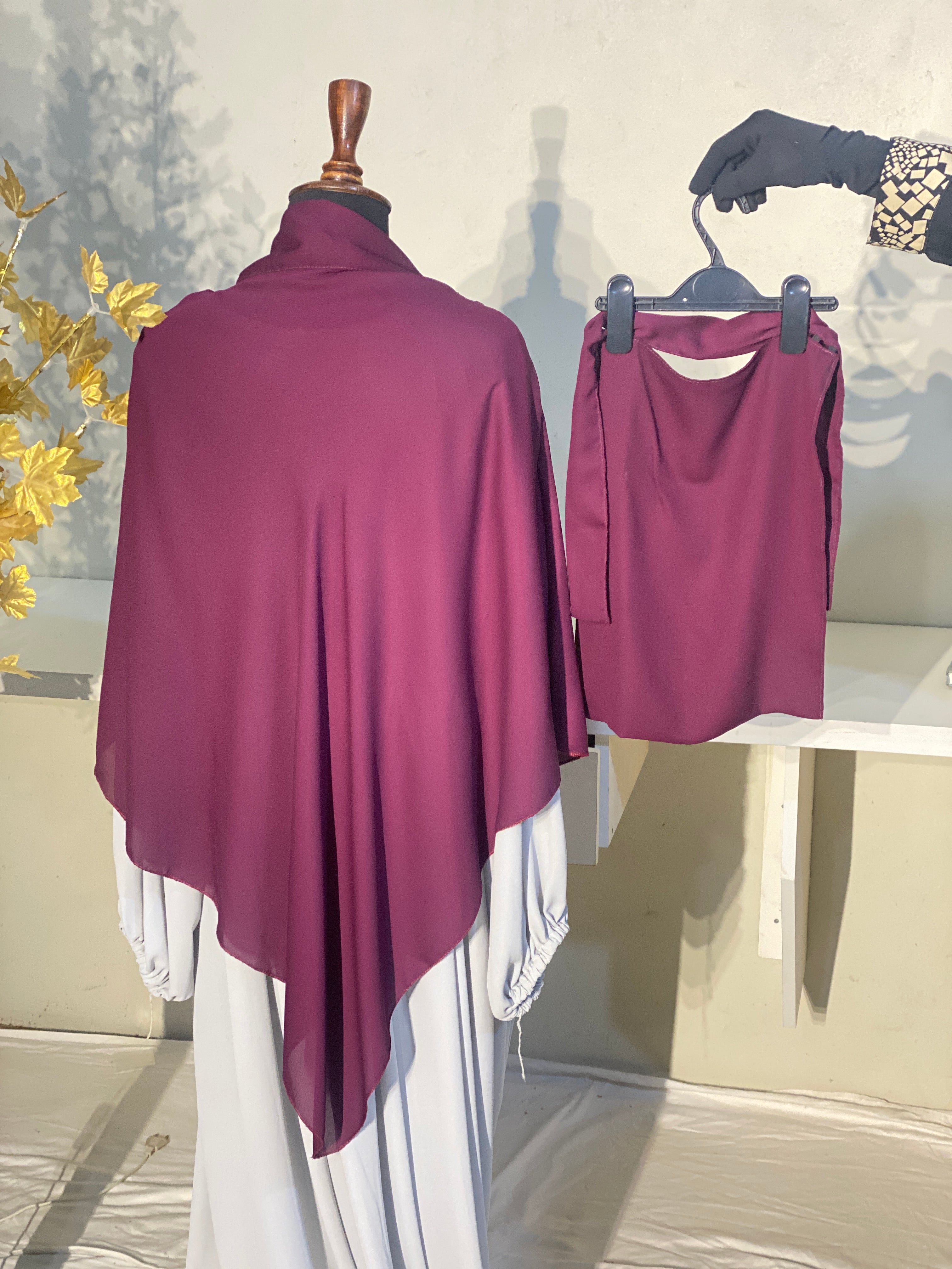 Single Layered Khimar - Burgundy