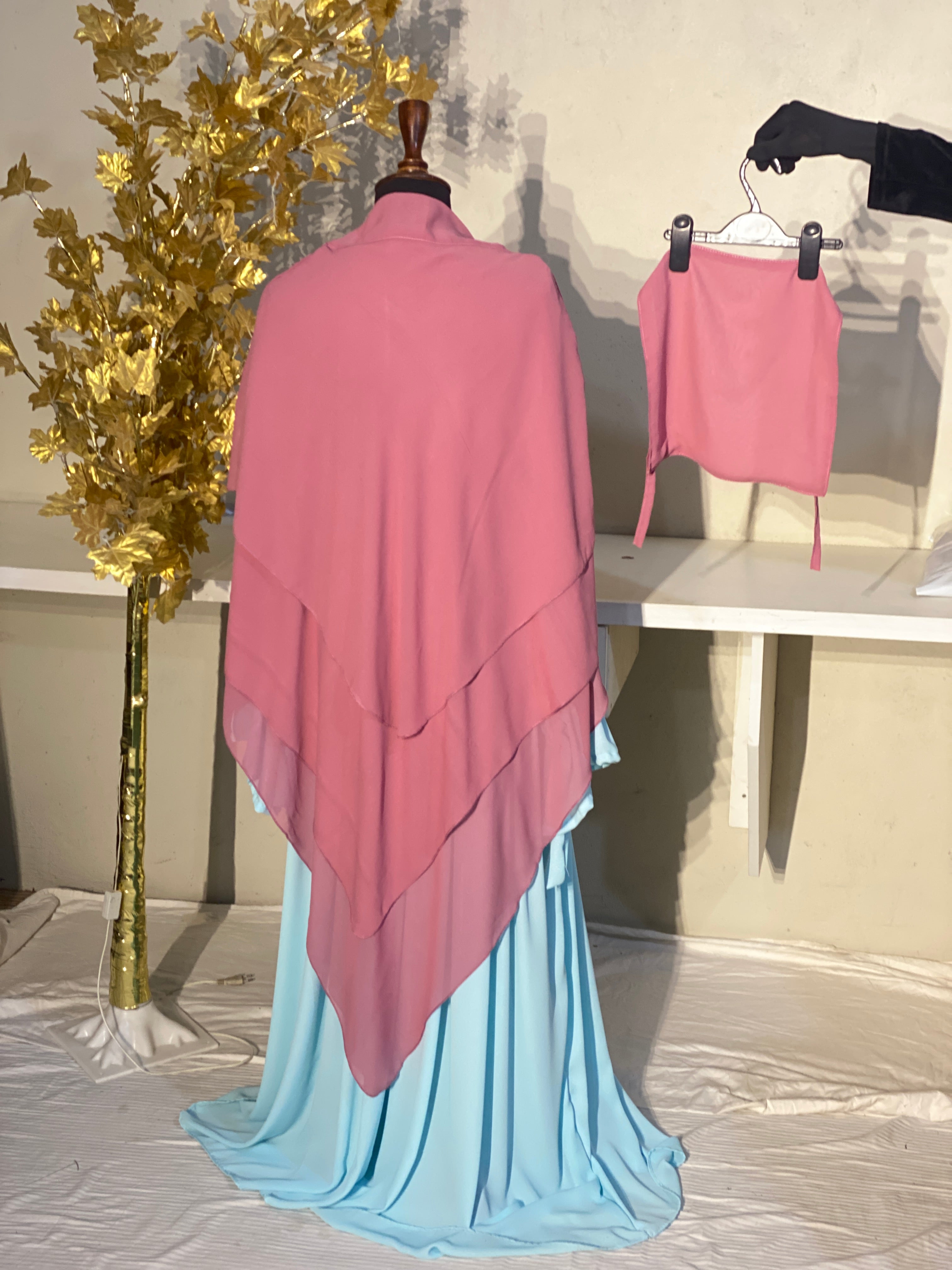 Three-Layered Khimar - Baby Pink