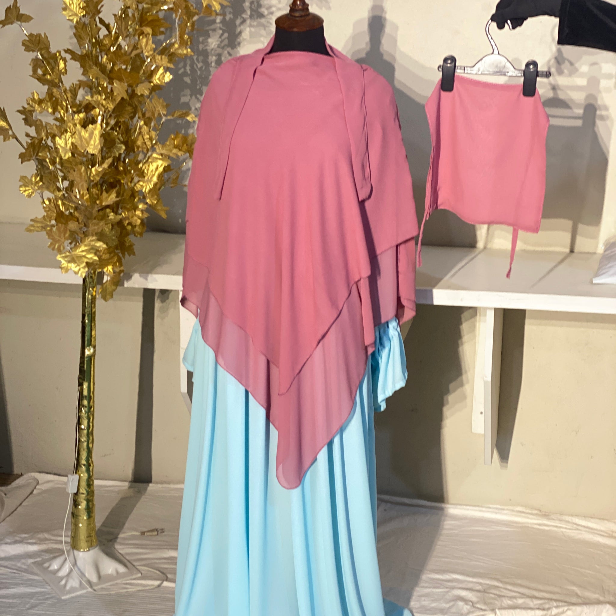 Three-Layered Khimar - Baby Pink