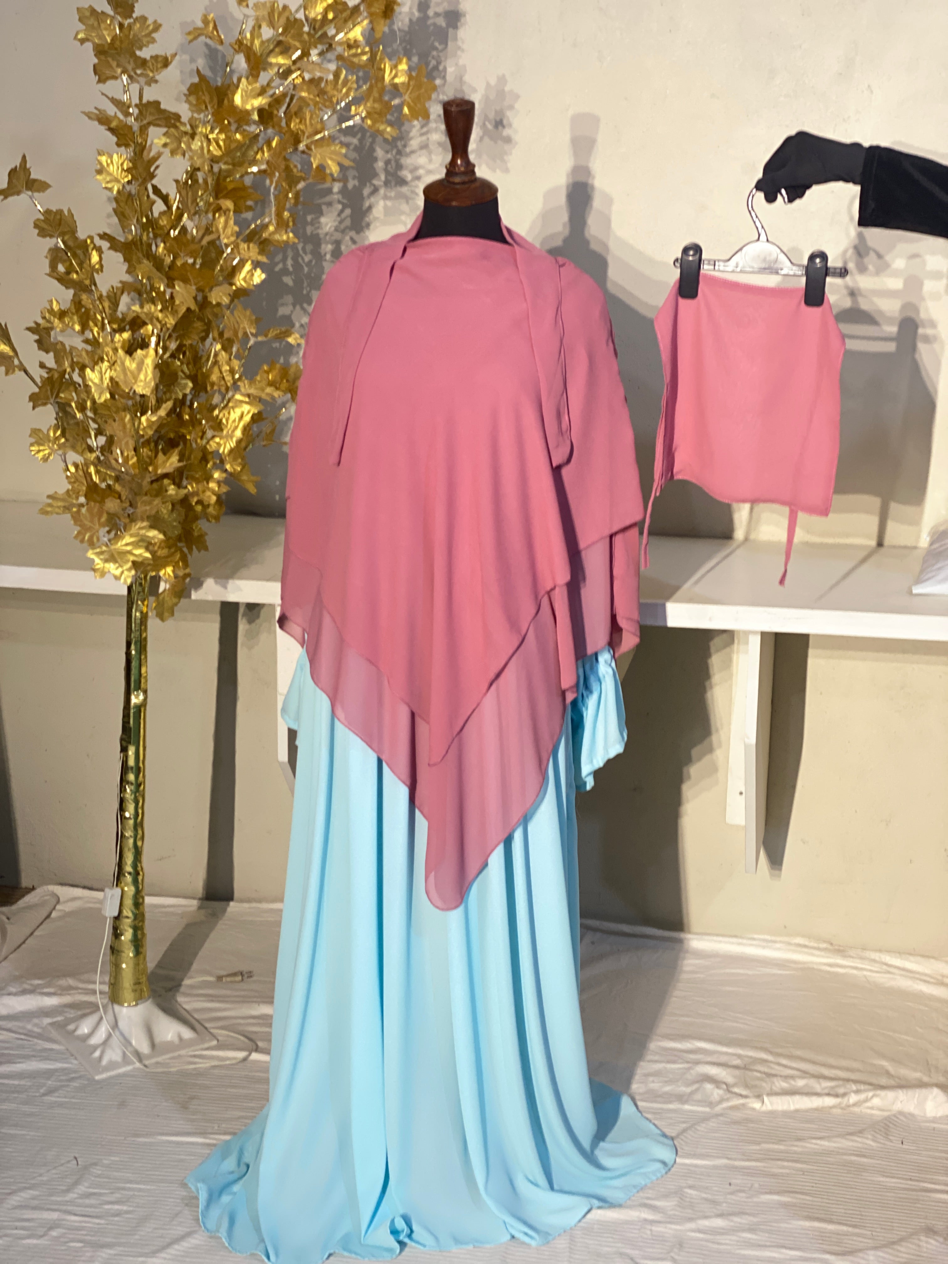 Three-Layered Khimar - Baby Pink