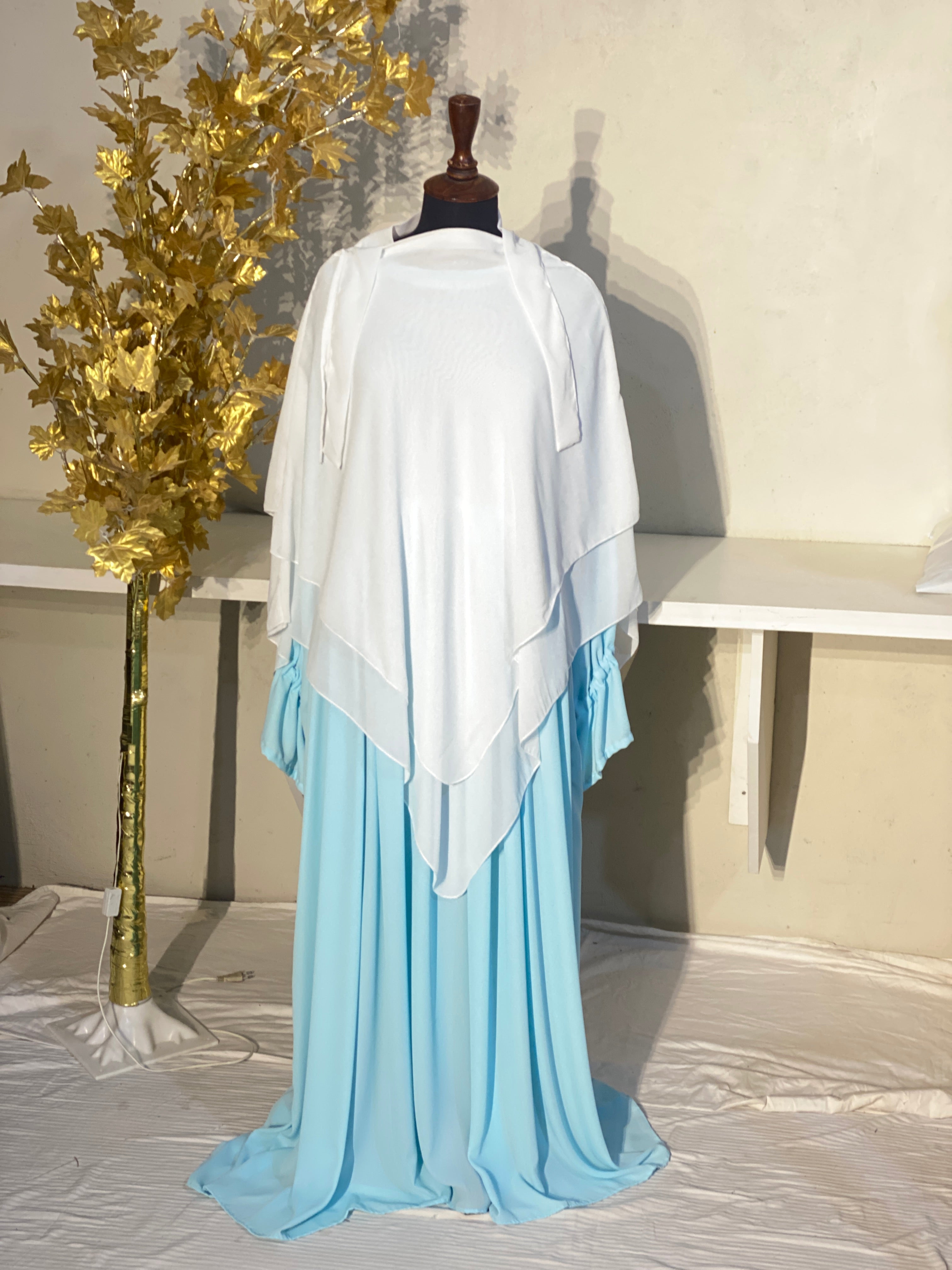 Three-Layered Khimar - White