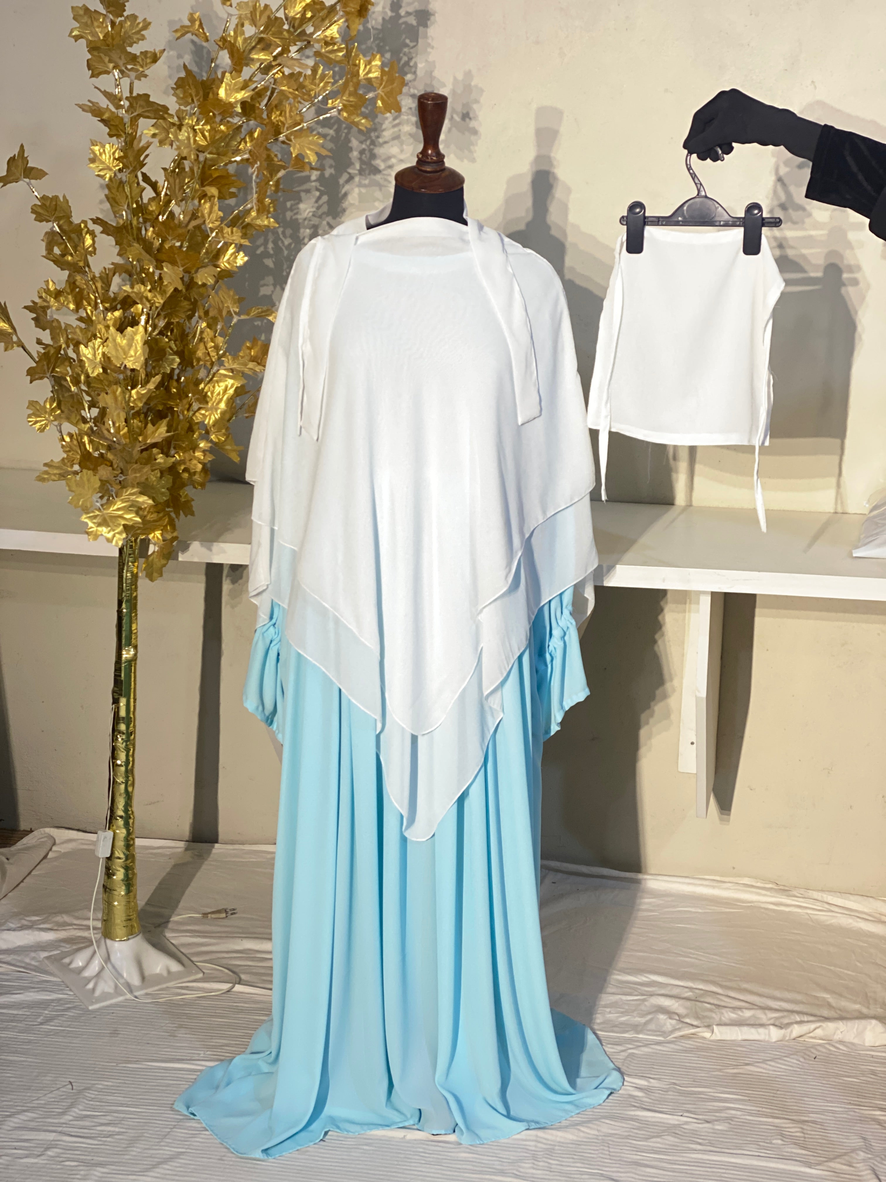 Three-Layered Khimar - White