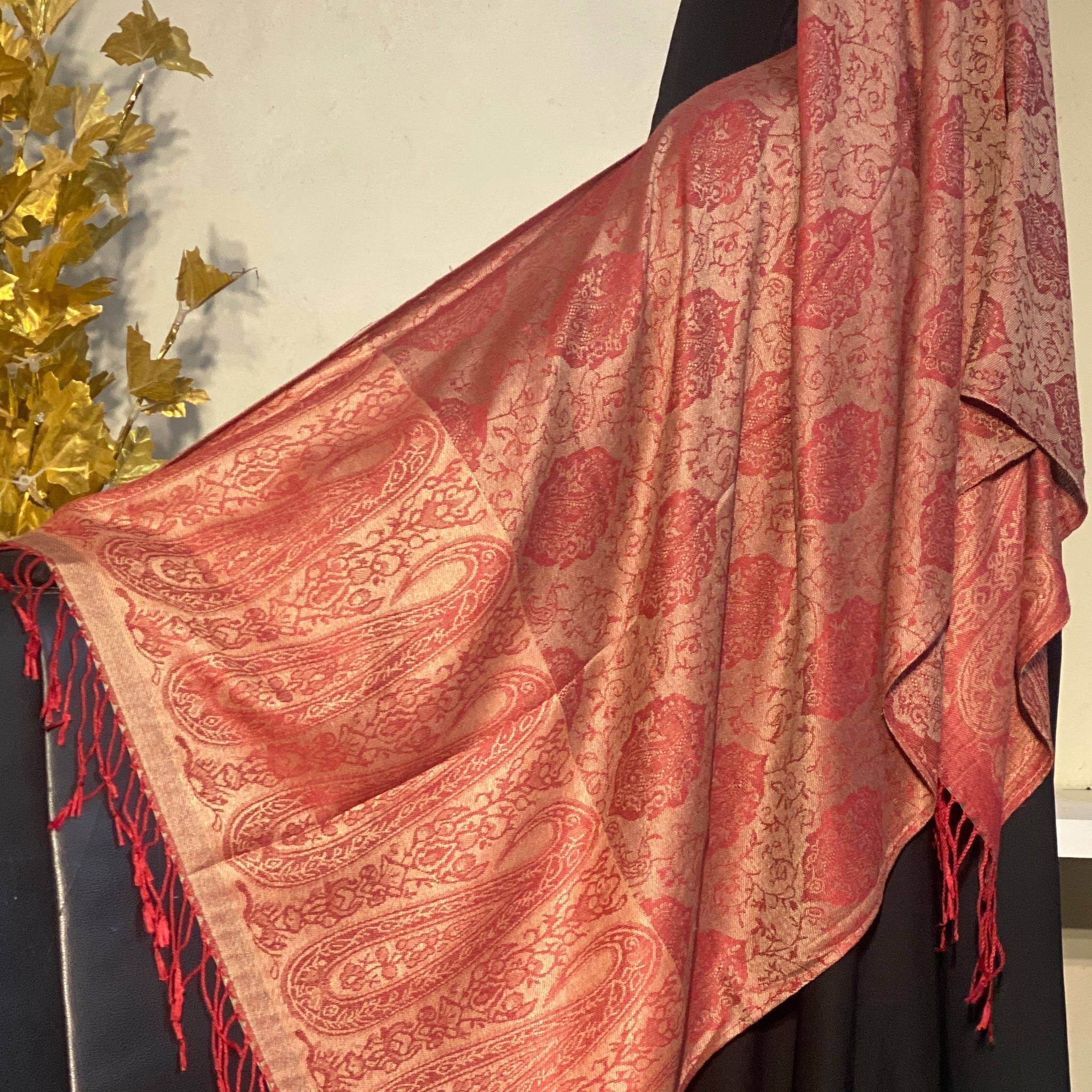 Two-Tone Pashmina - Maroon Gold