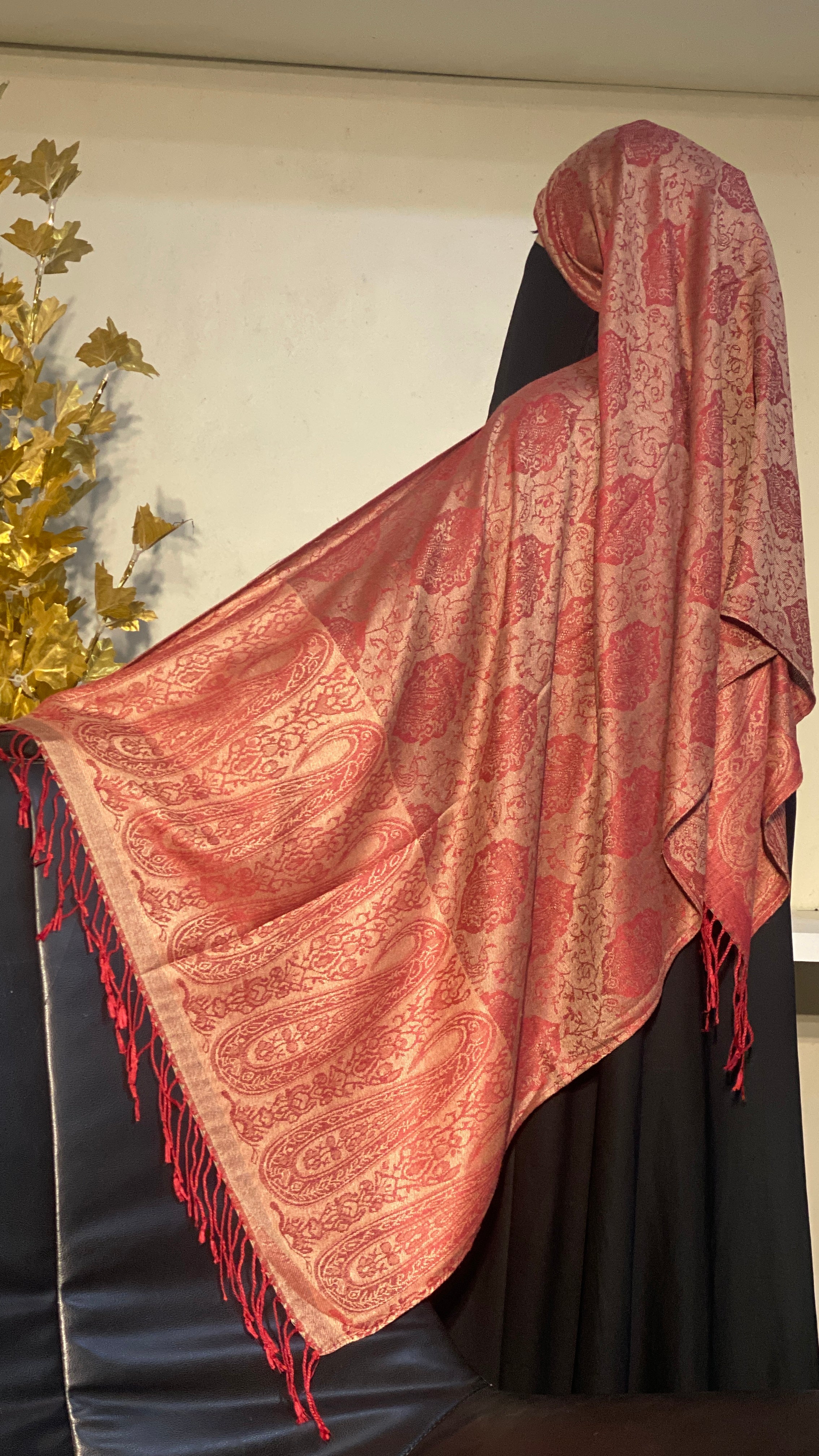 Two-Tone Pashmina - Maroon Gold