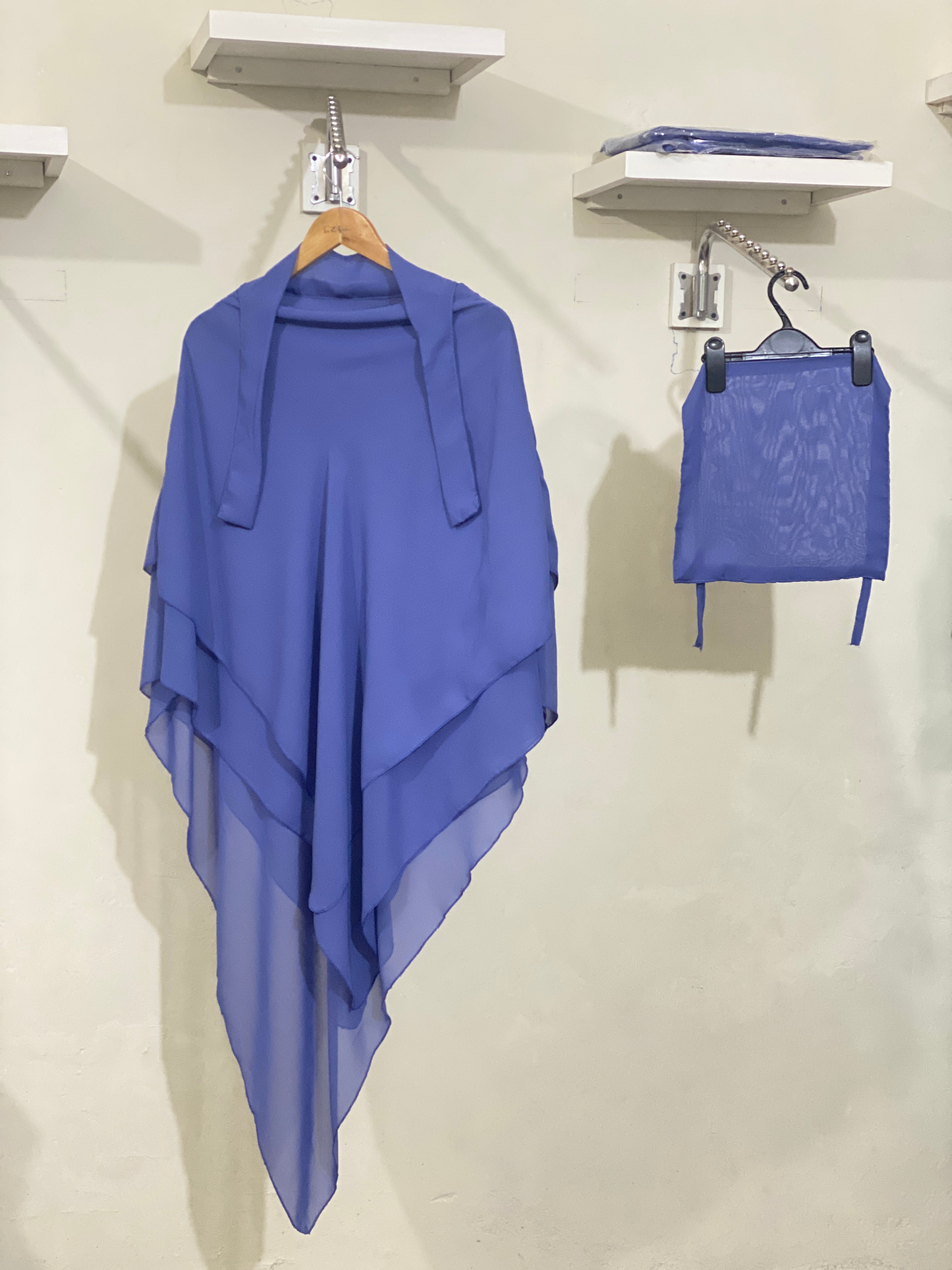 Three-Layered Khimar - Peagon Blue