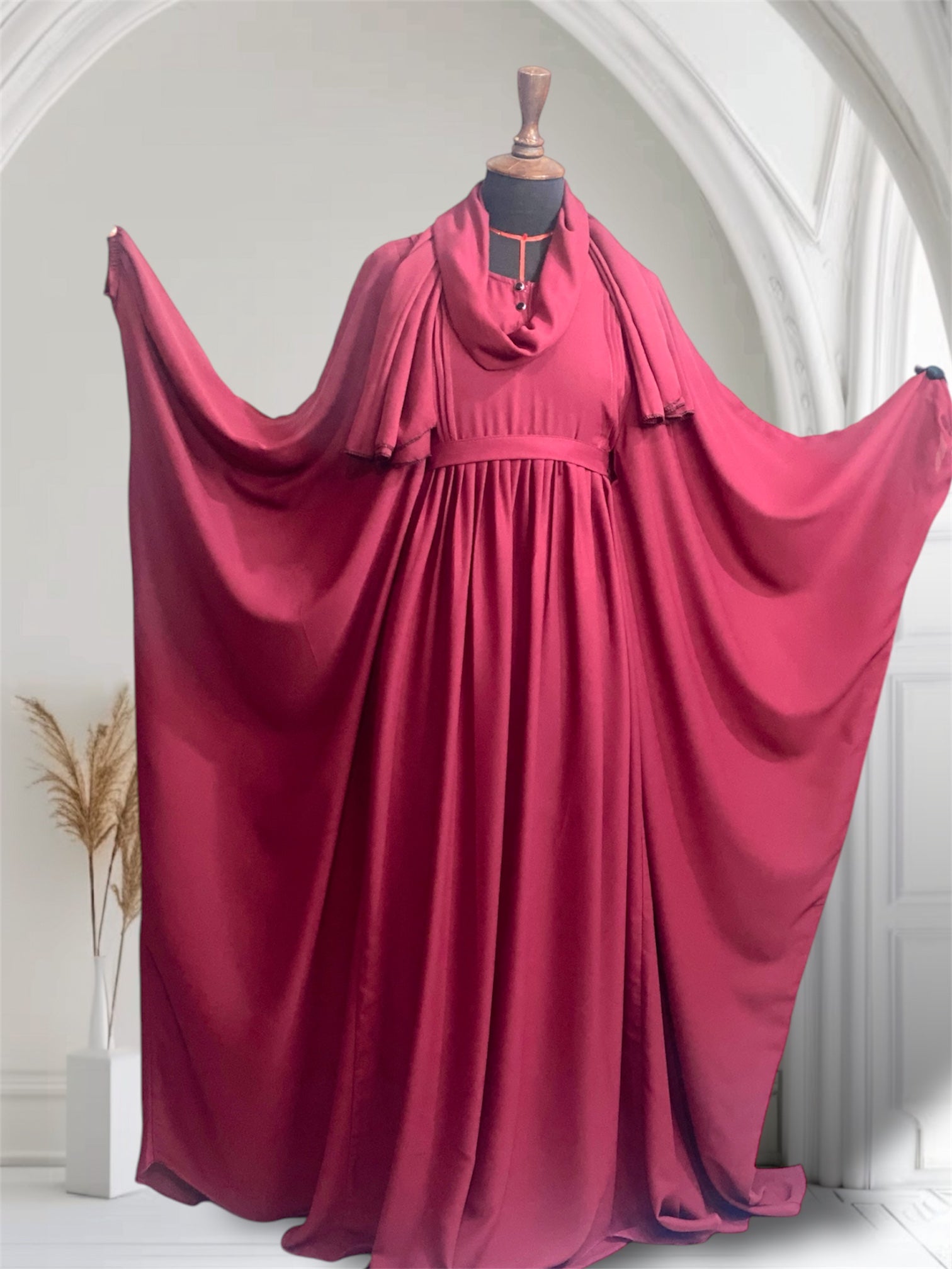 Royal Majestic Abaya (Abaya + Niqab+  Hijab + Hidden Belt)