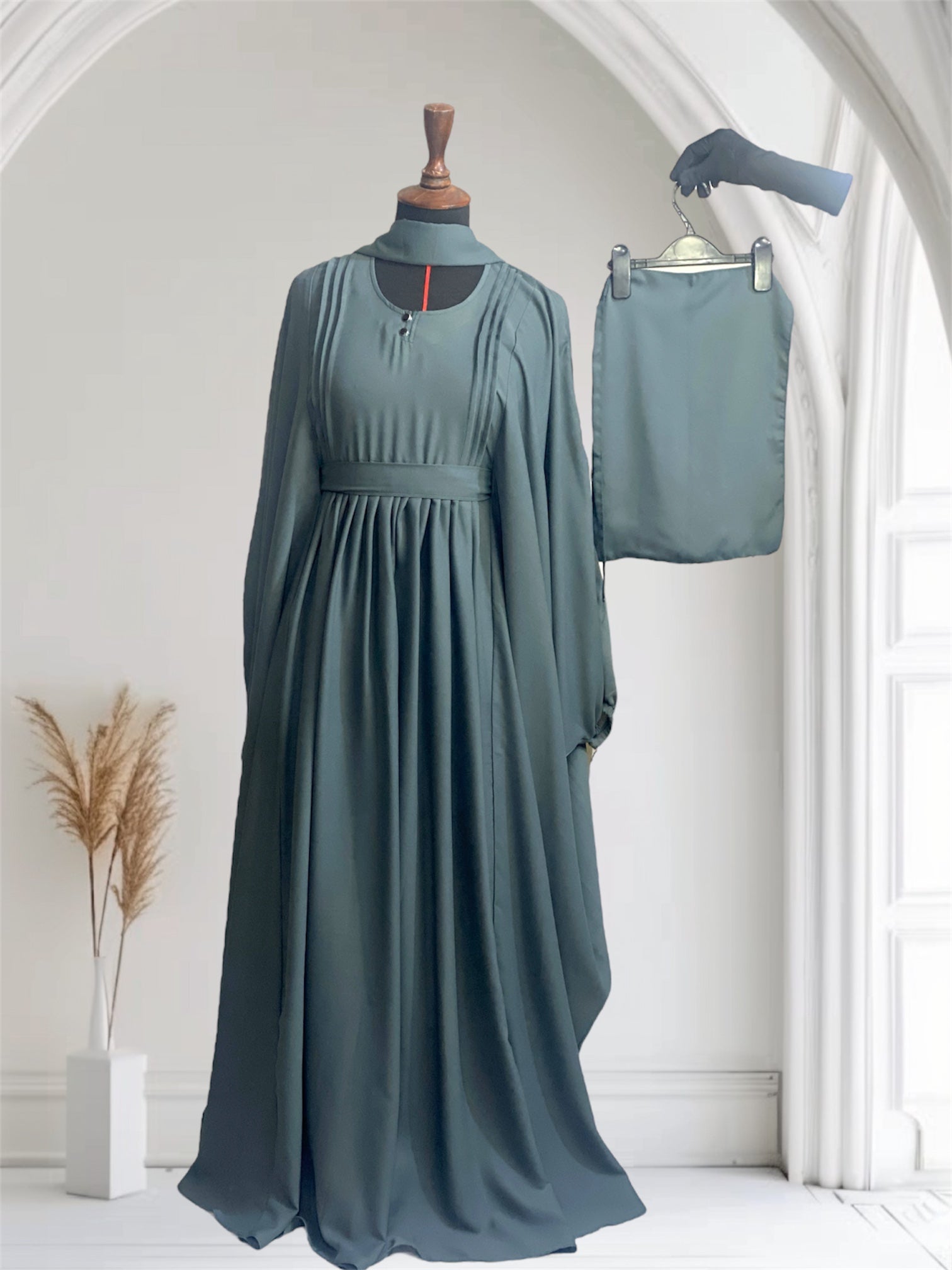 Royal Majestic Abaya (Abaya + Niqab+  Hijab + Hidden Belt)