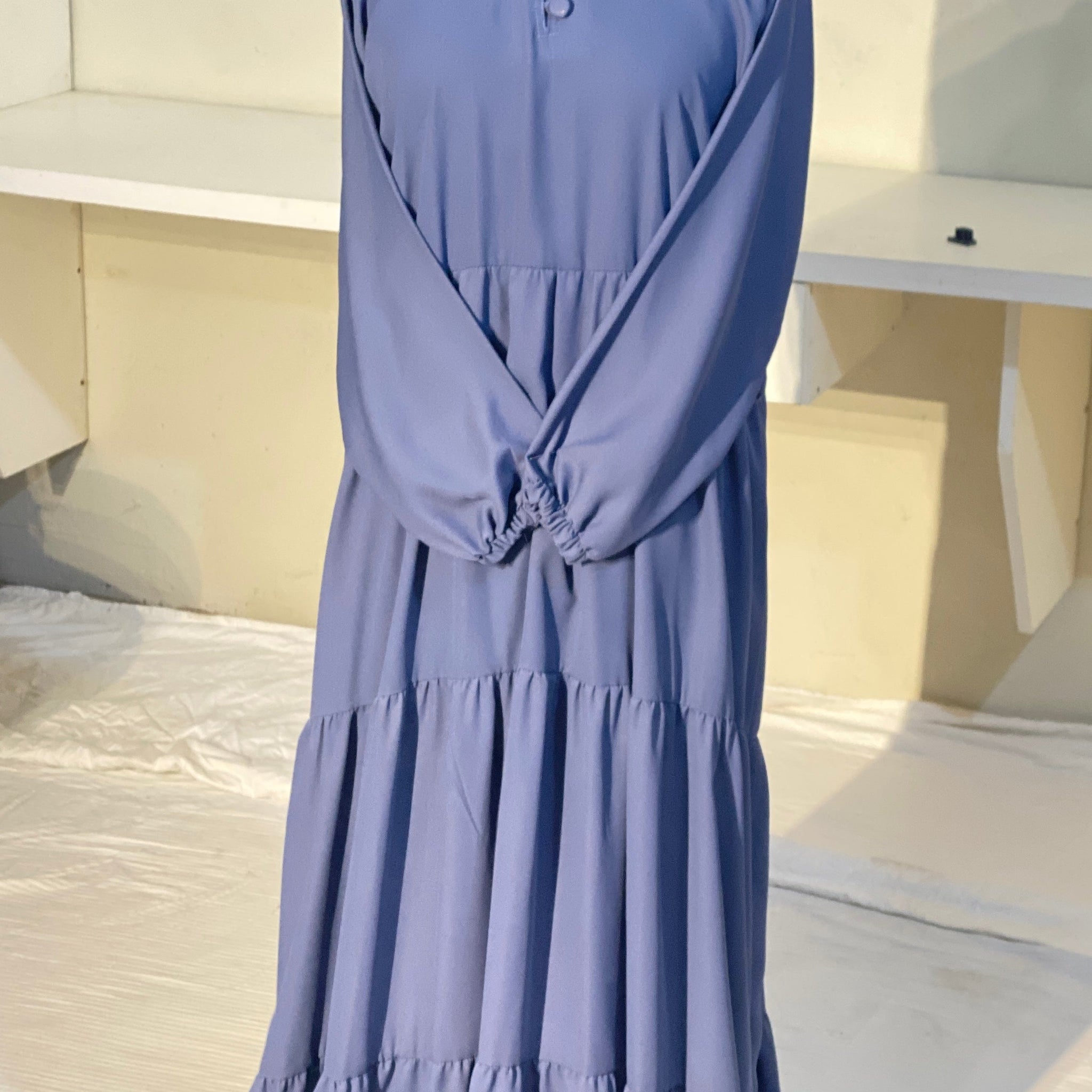 Three Frill Abaya - Blue