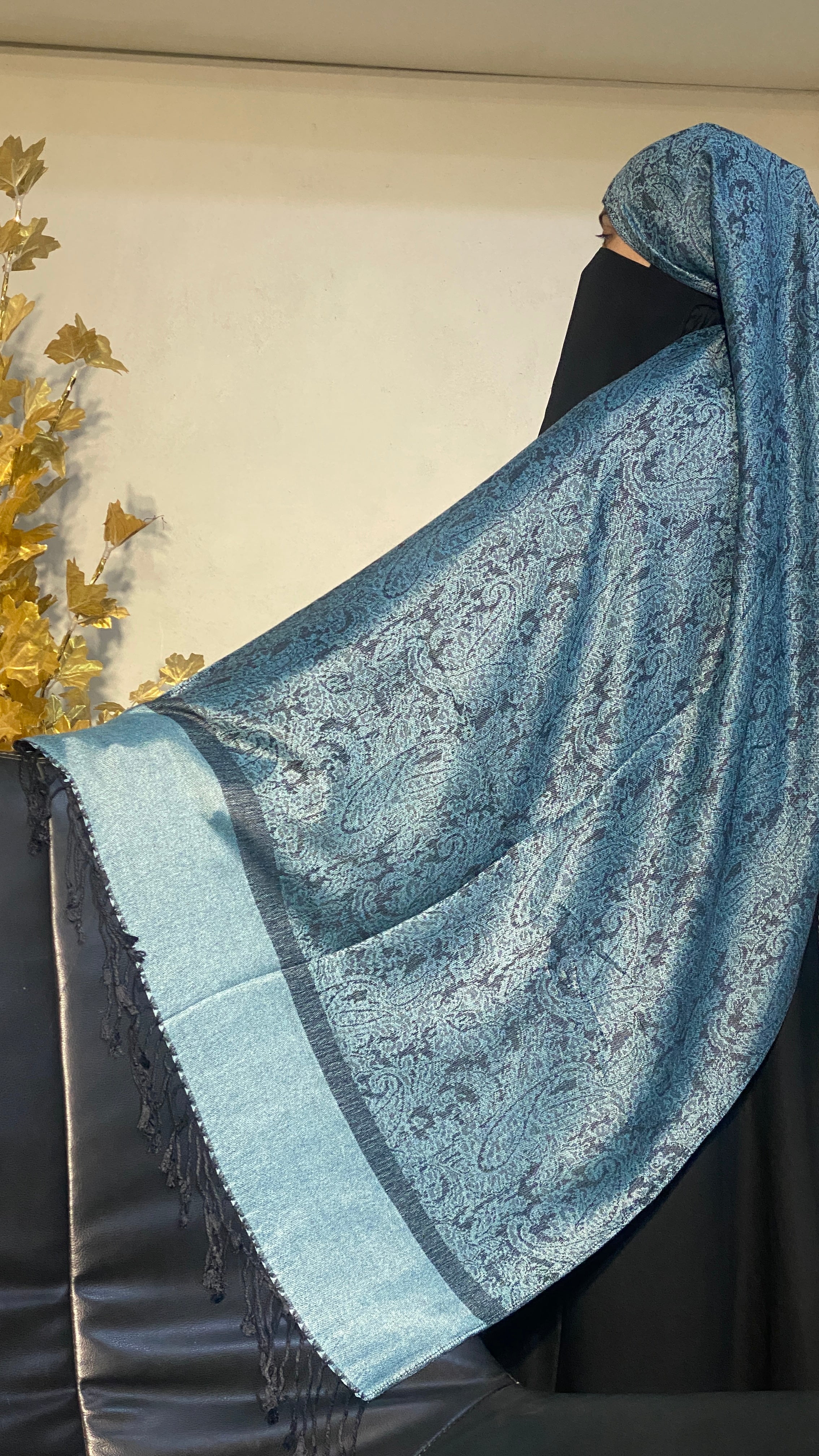 Two-Tone Pashmina - Teal Blue